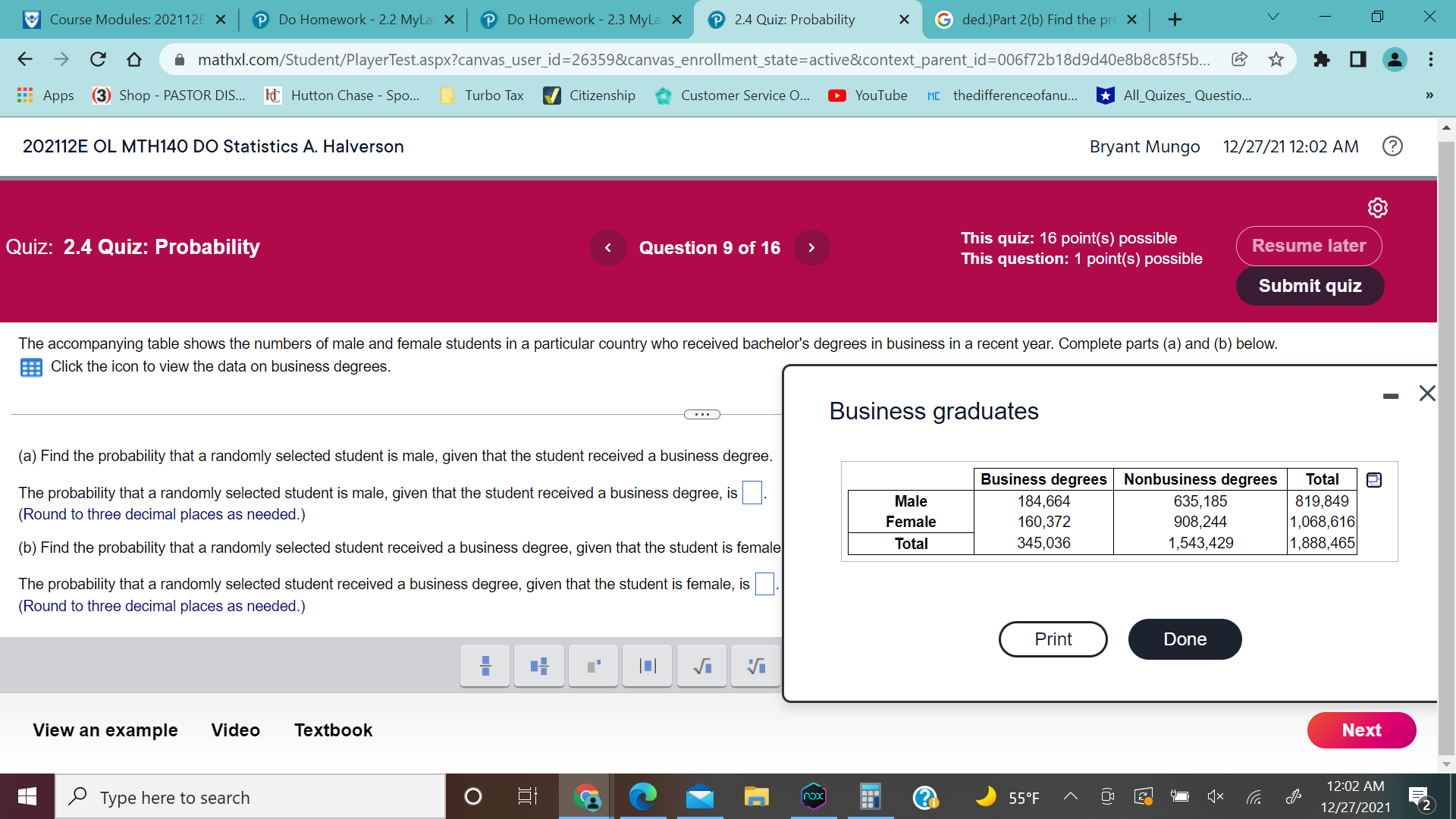 Course Modules: 202112E X Do Homework - 2.2 MyLa