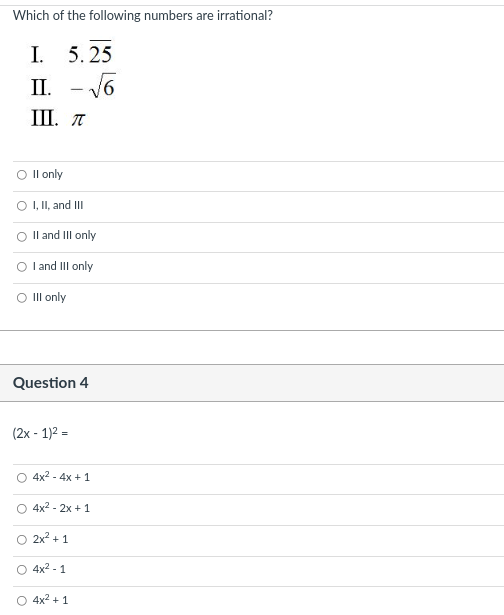 Calculate: (-2+3)6 0 5 0 4 O 10 0 2 06 Question 2