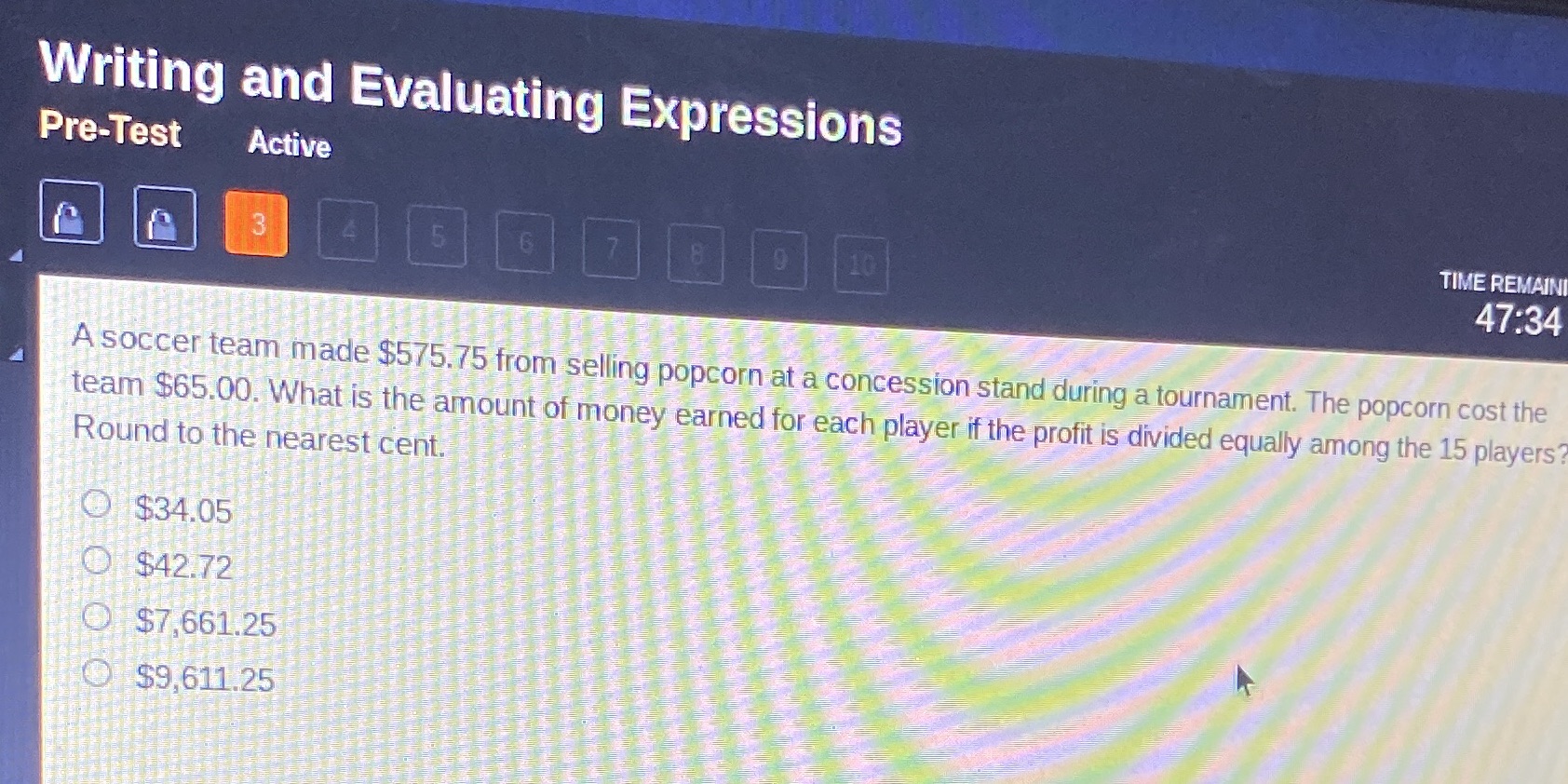 Writing and Evaluating Expressions Pre-Test