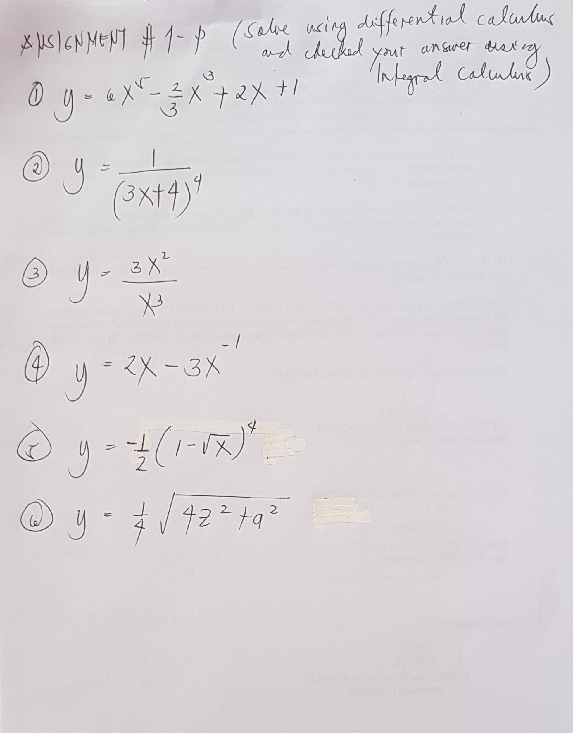 ANSIGNMENT # 1- p ( Solve using differential