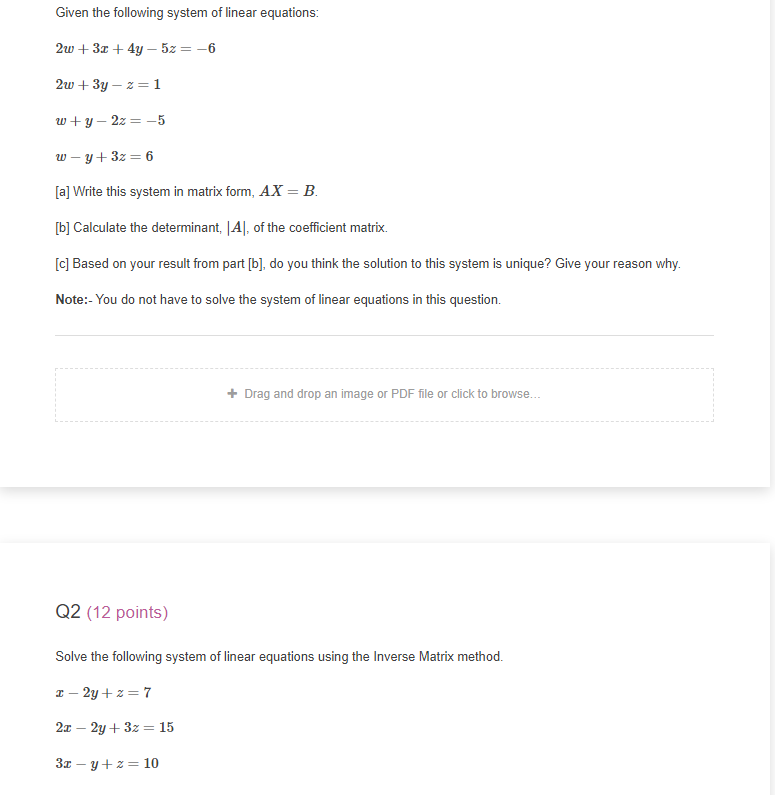 lGiyen the following system of linear equations: