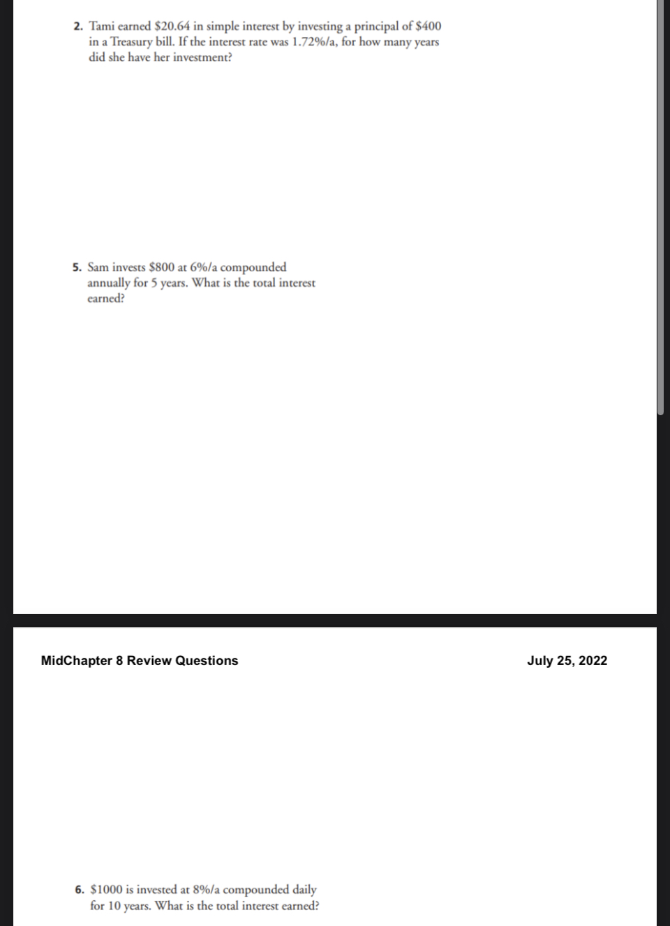 2. Tami earned $20.64 in simple interest by