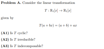 Solve A5-A Problem A. Consider the linear