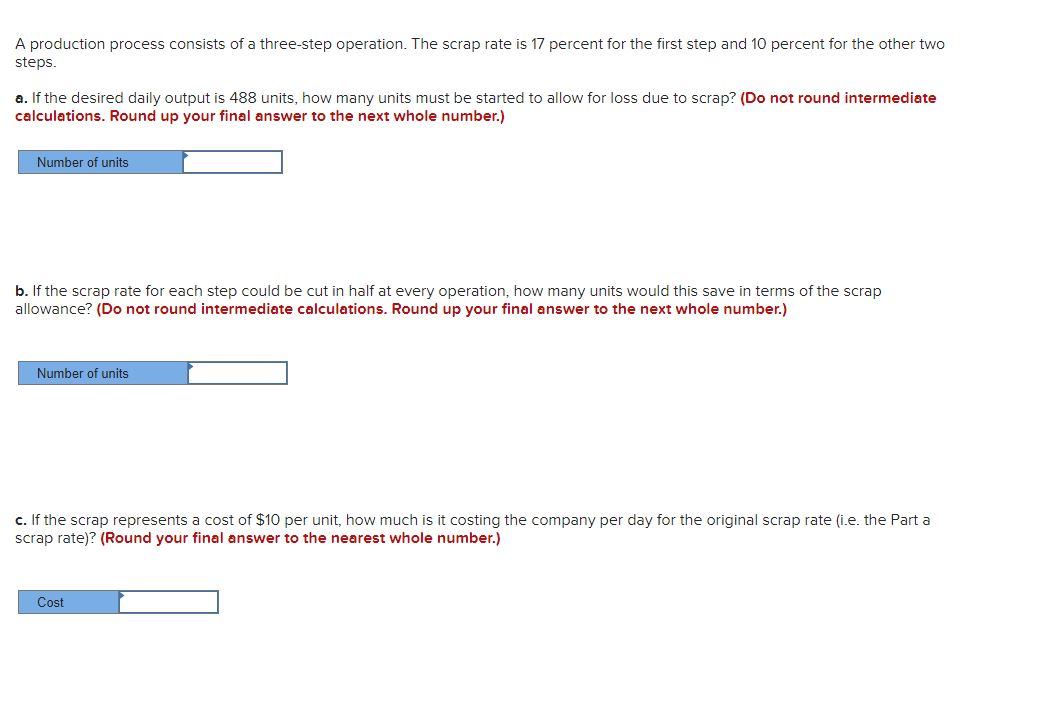 A production process consists of a threestep