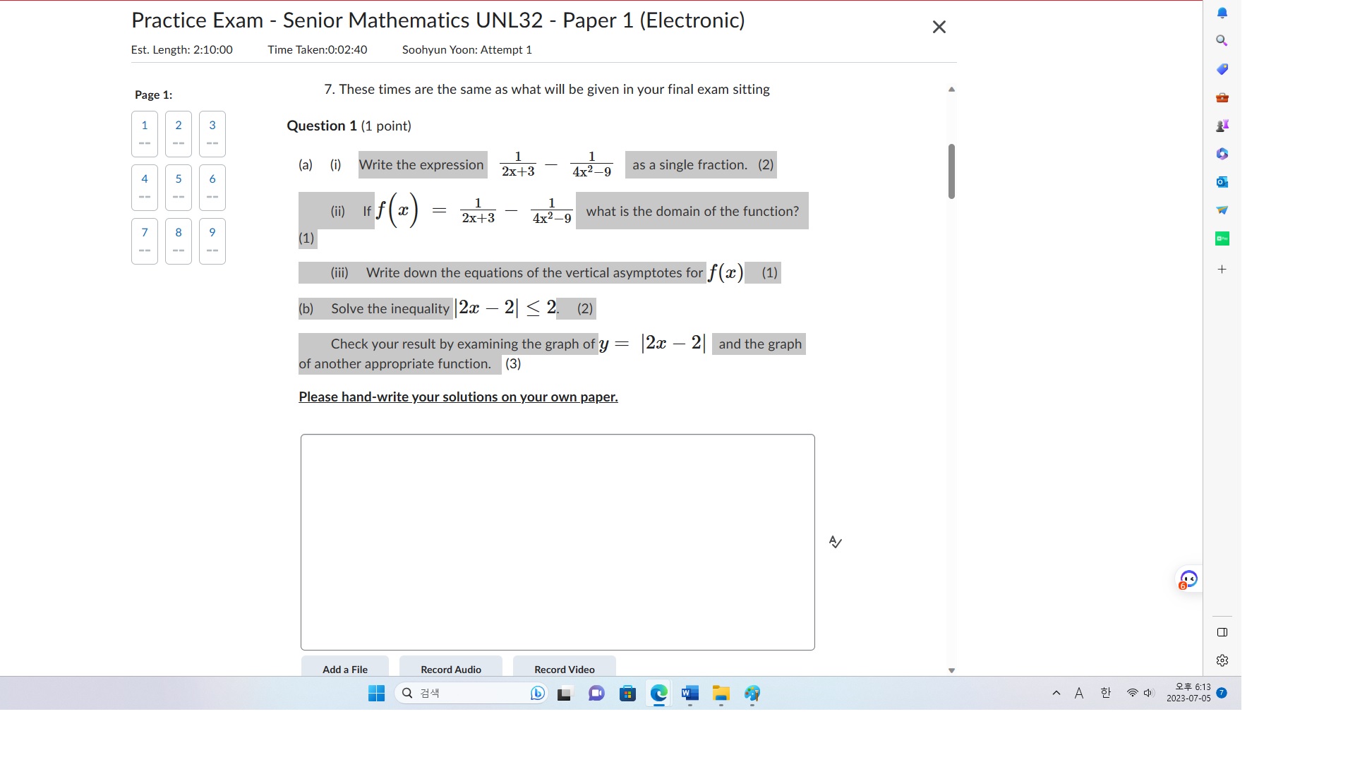 pls work out and get answers Practice Exam -