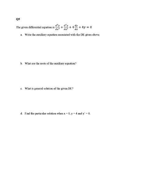 Instructions: answer following differential