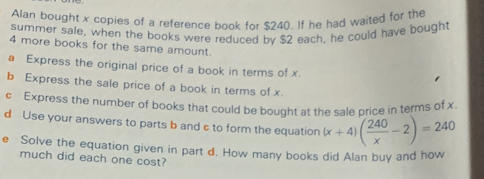 Alan bought x copies of a reference book for