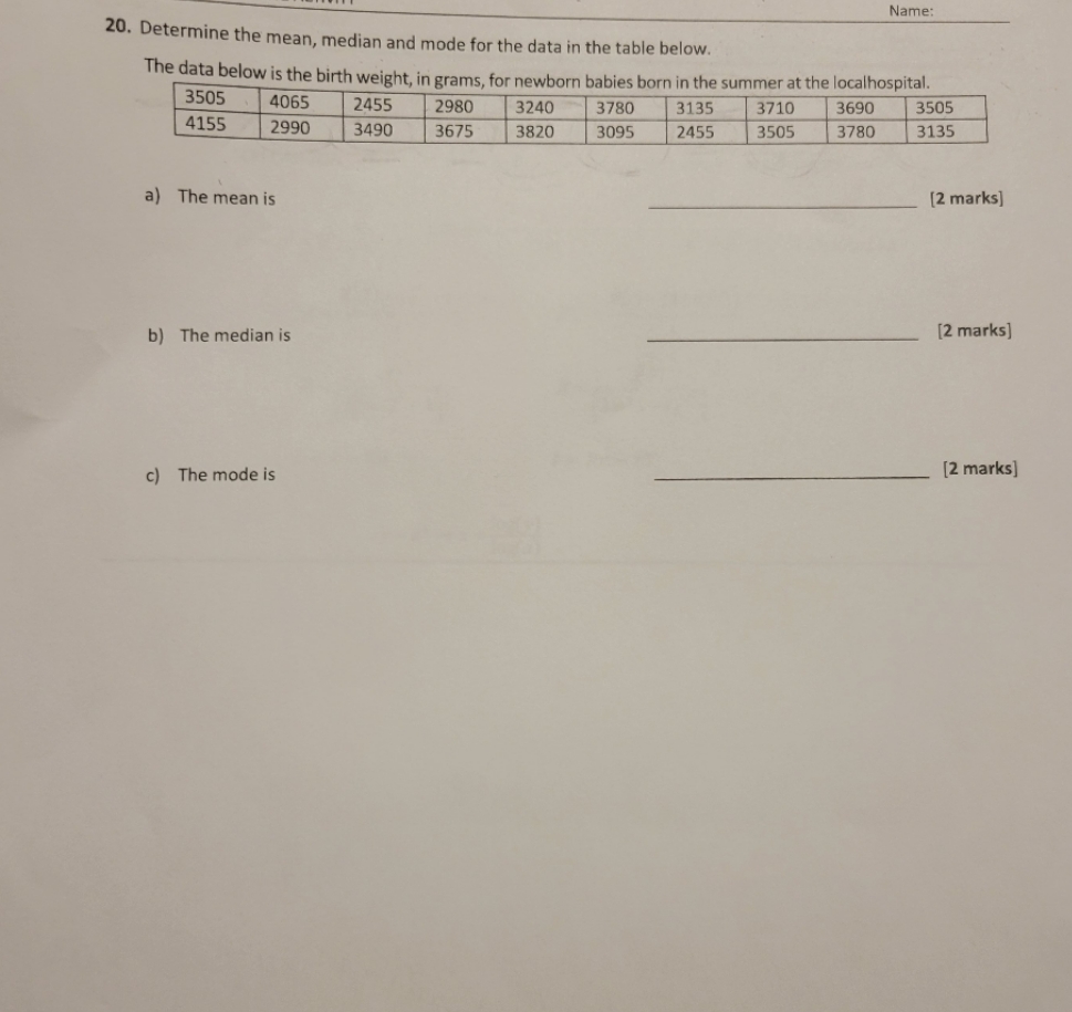 Please help! Show all work. Grade 12 college