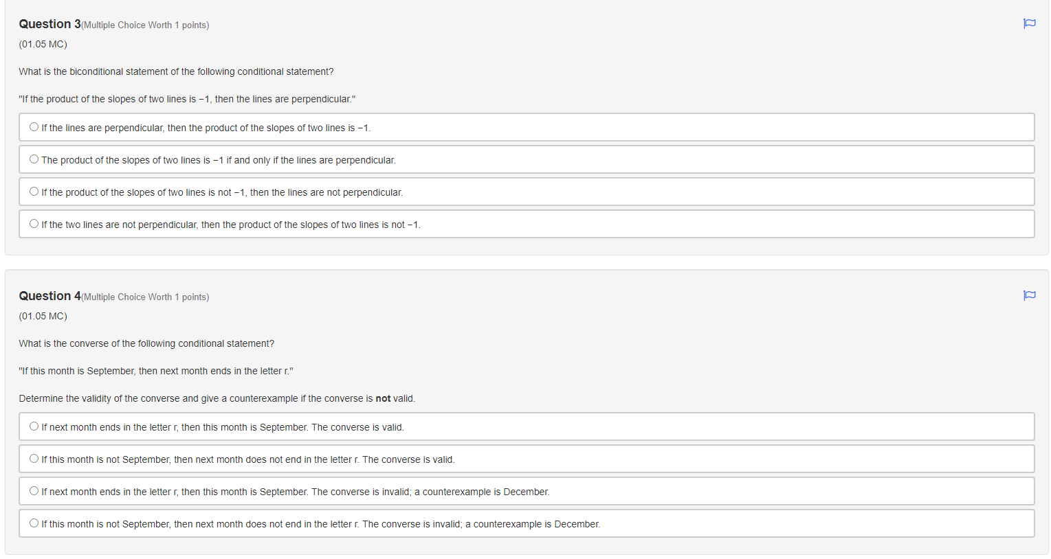 Question 1(Multiple Choice Worth 1 points) (01.05