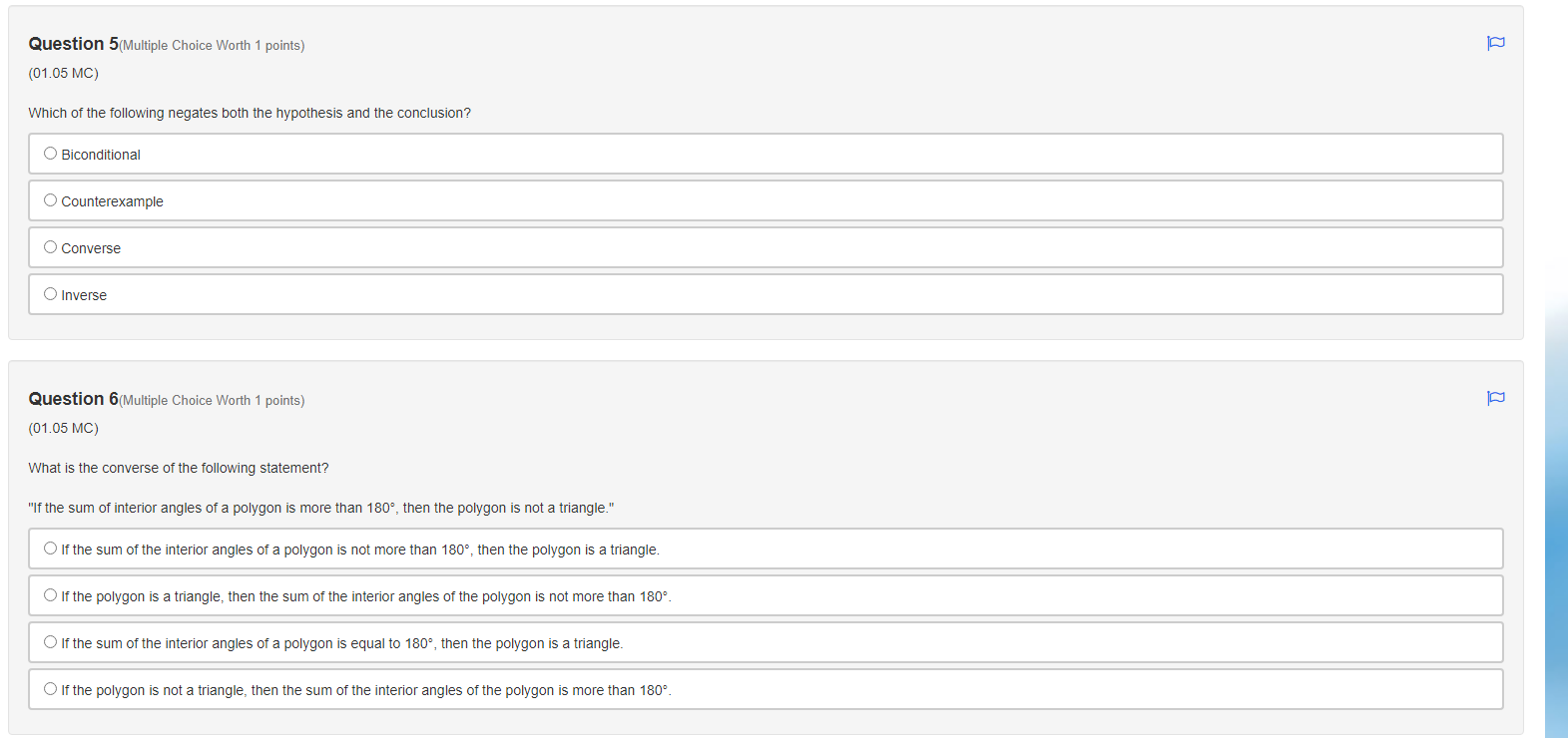 Question 1(Multiple Choice Worth 1 points) (01.05