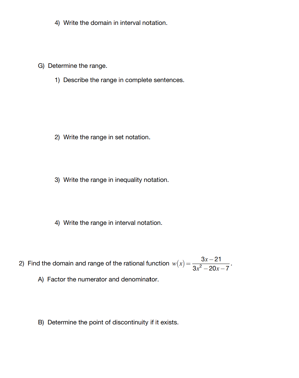 Find the domain and range of the rational