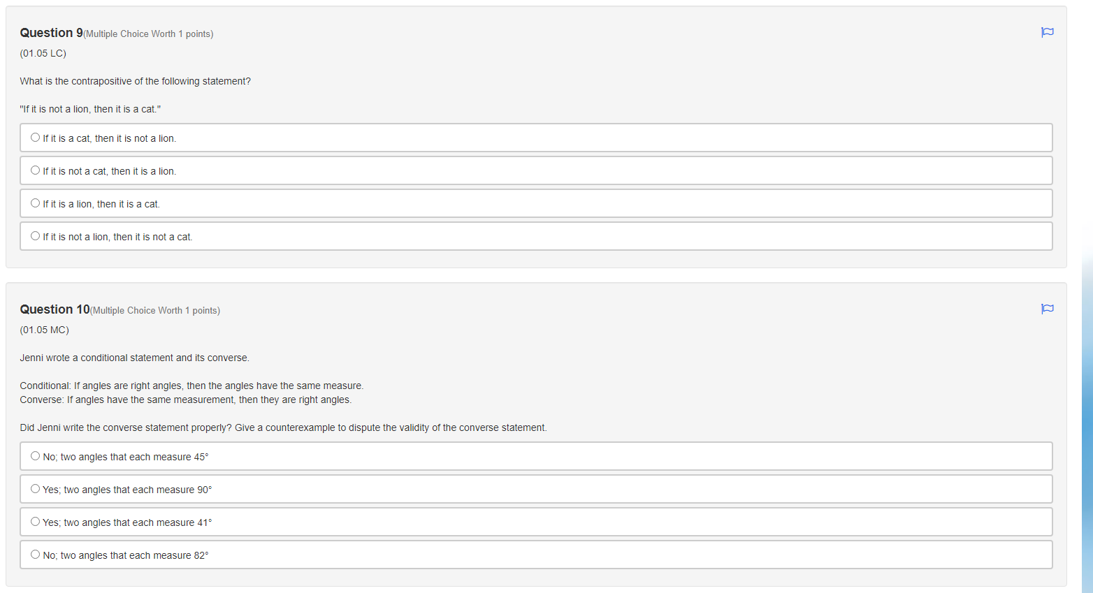 Question 1(Multiple Choice Worth 1 points) (01.05