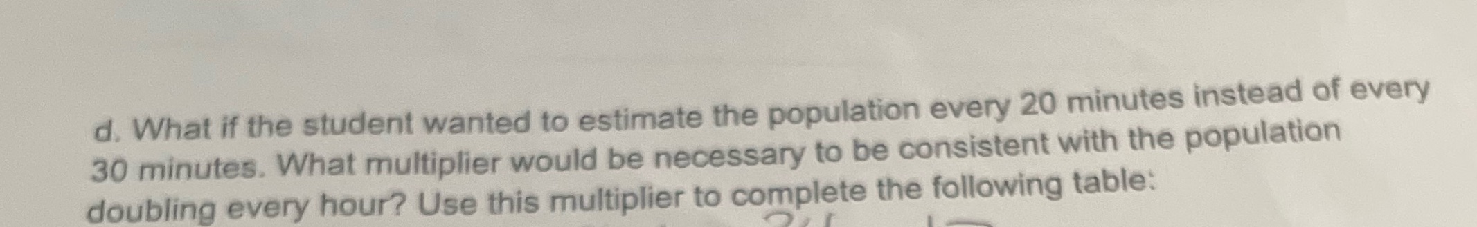 d. What if the student wanted to estimate the