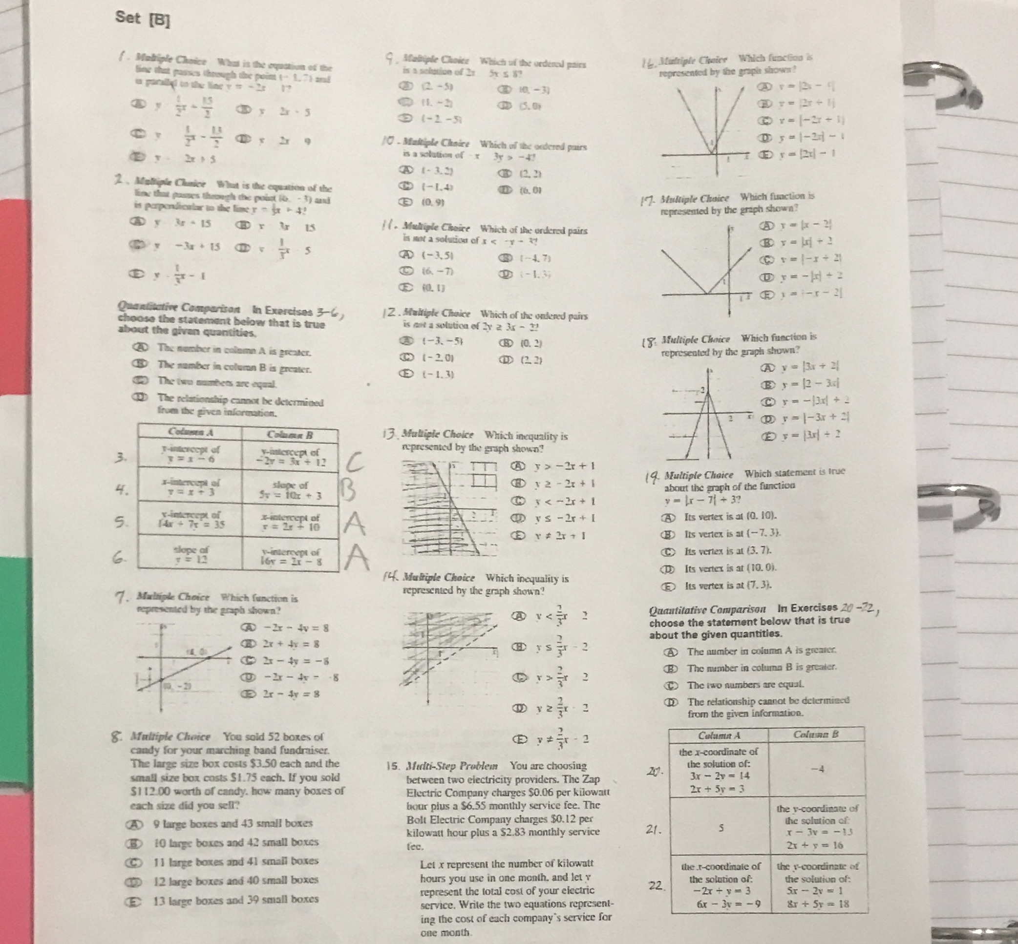 Set [B] (. Multiple Choice What is the asaction