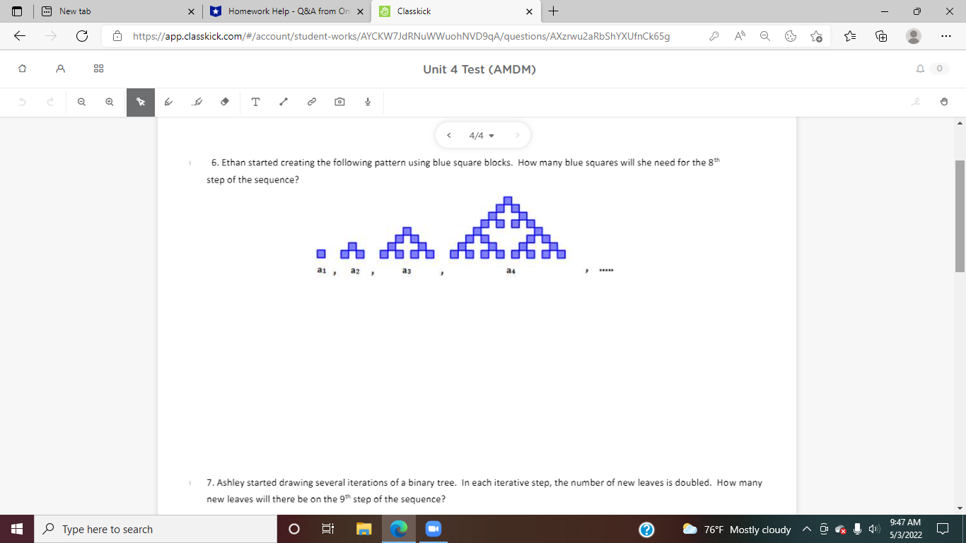 New tab *Homework Help - Q&A from On X Classkick