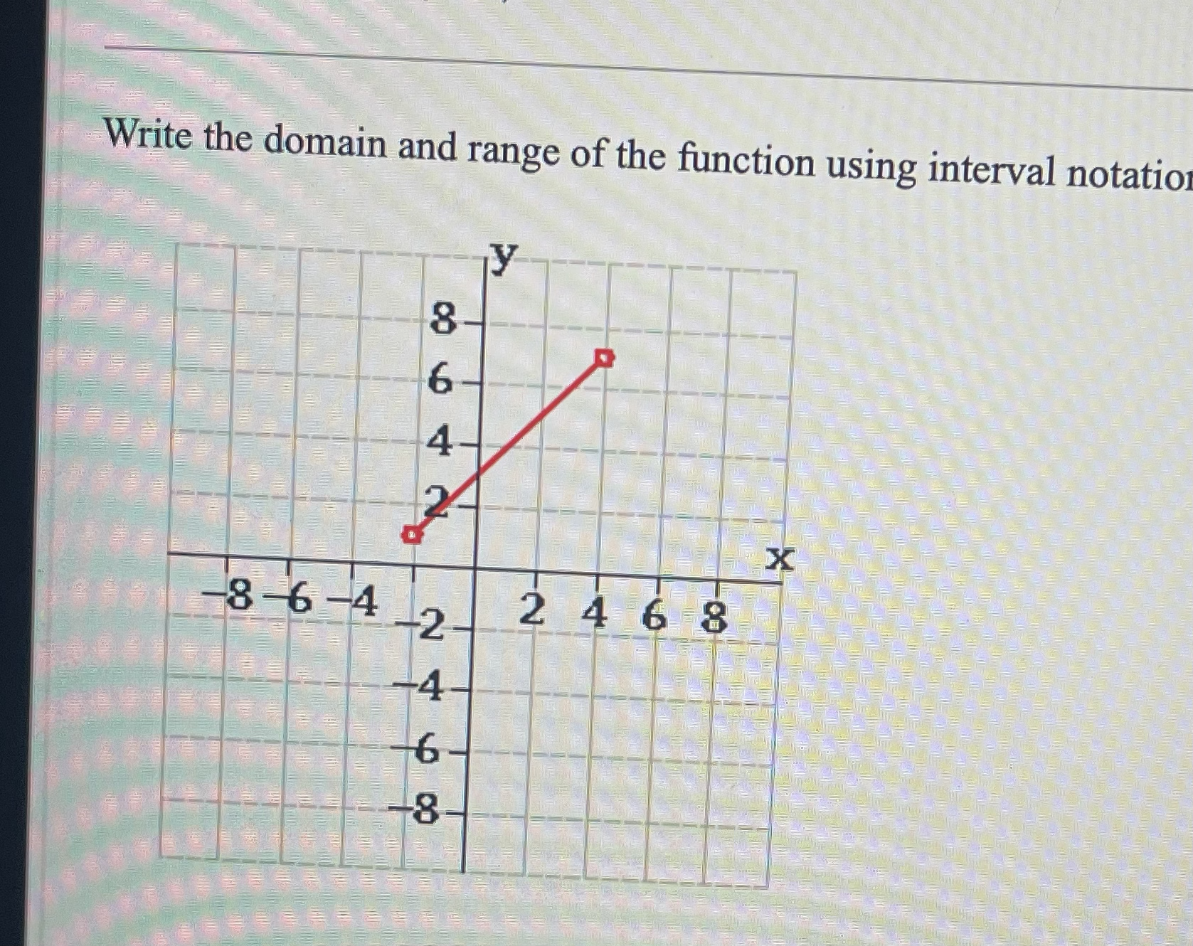 Write the domain and range of the function using