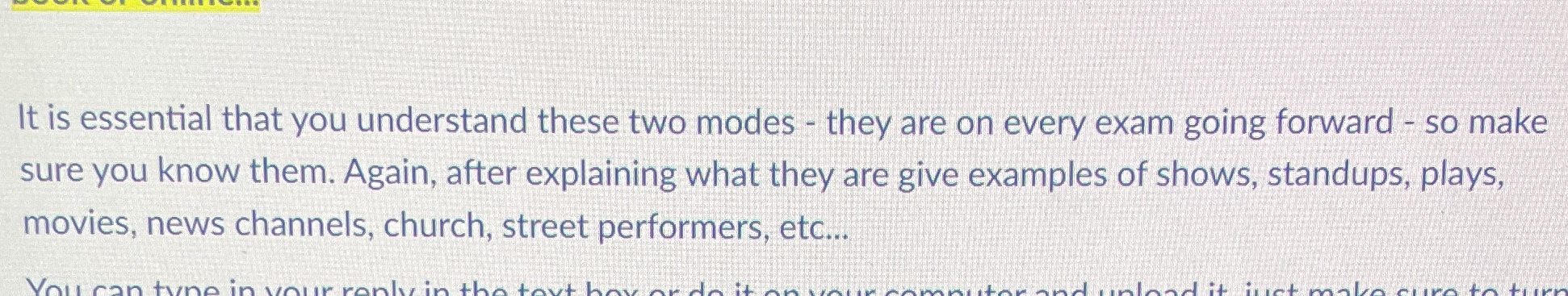 Discuss the question It's about theater It's