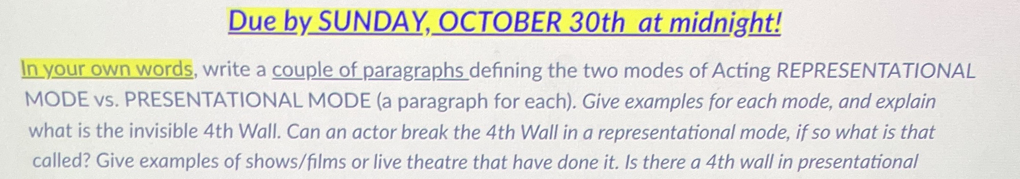 Discuss the question It's about theater It's