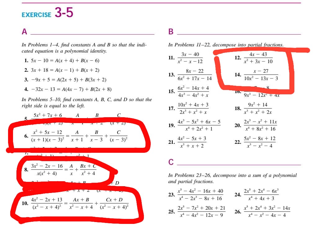 EXERCISE 3-5 A B In Problems 1-4, find constants