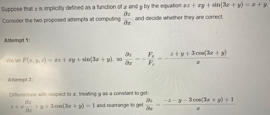 Suppose that z is implicitly defined as a