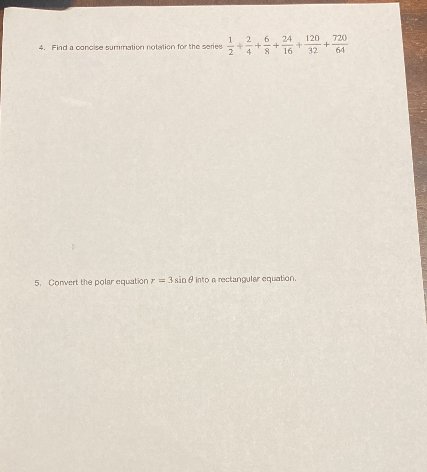 4. Find a concise summation notation for the
