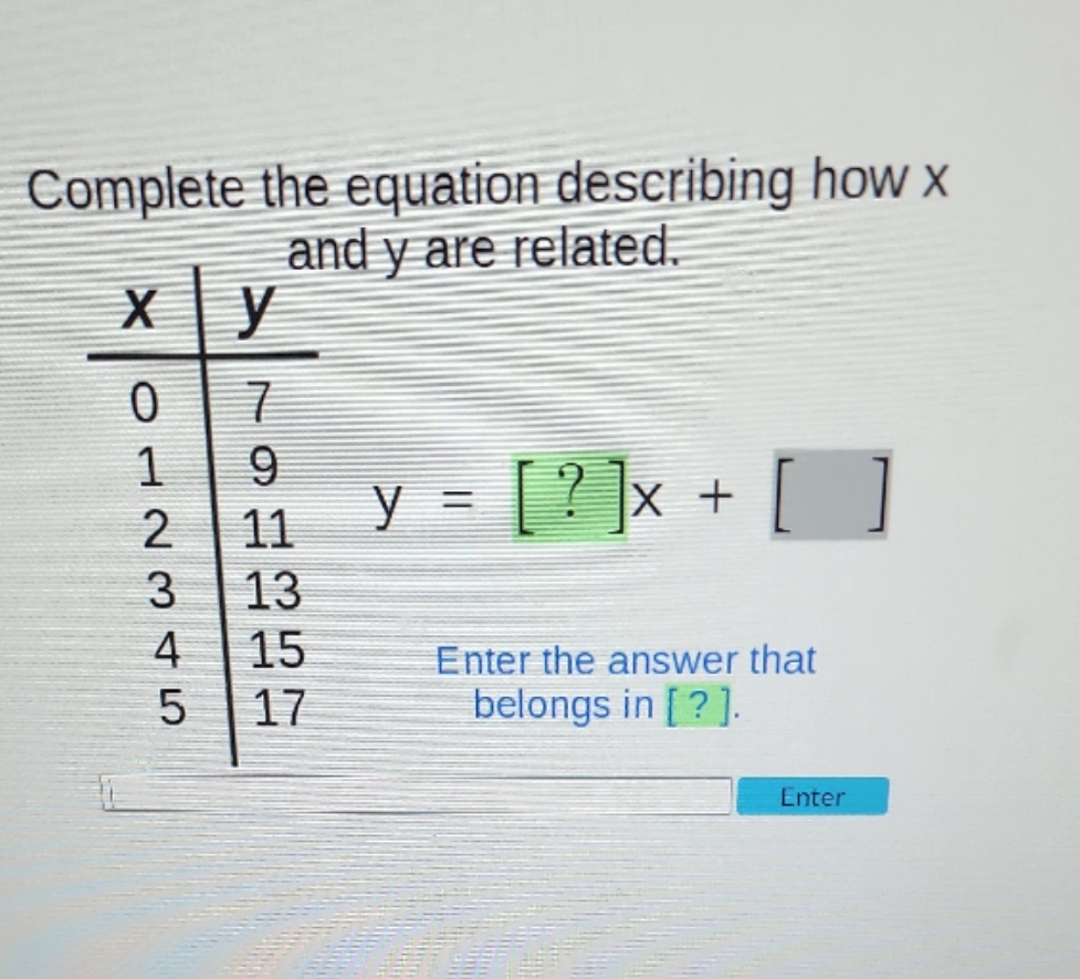ty #1 I tried Complete the equation describing
