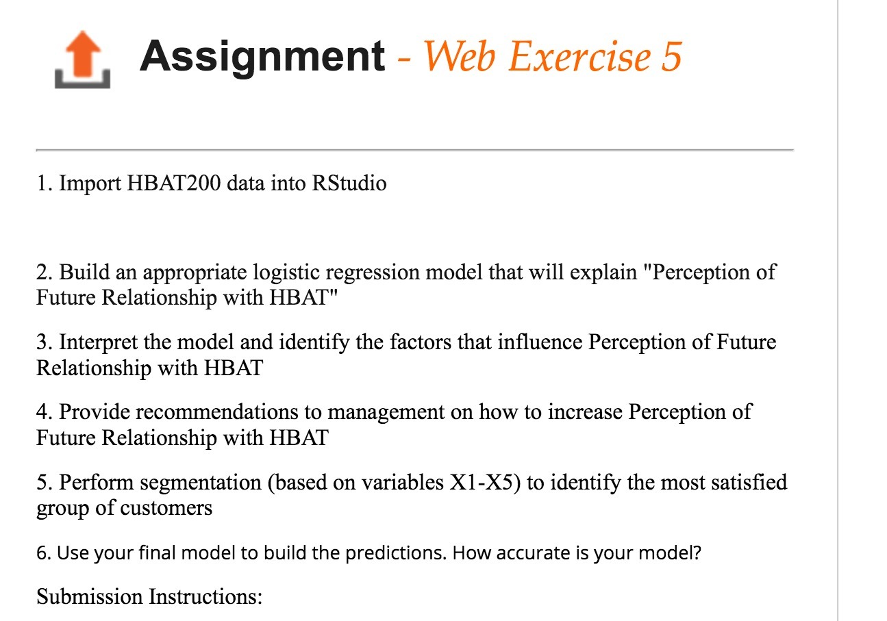 I1. Assignment - Web Exercise 5 1. Import HBAT200