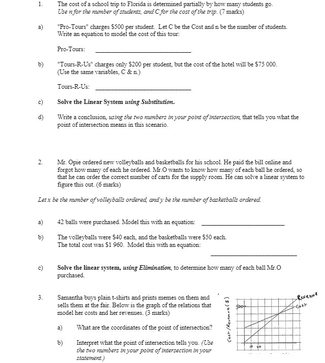 1. The cost of a school trip to Florida is