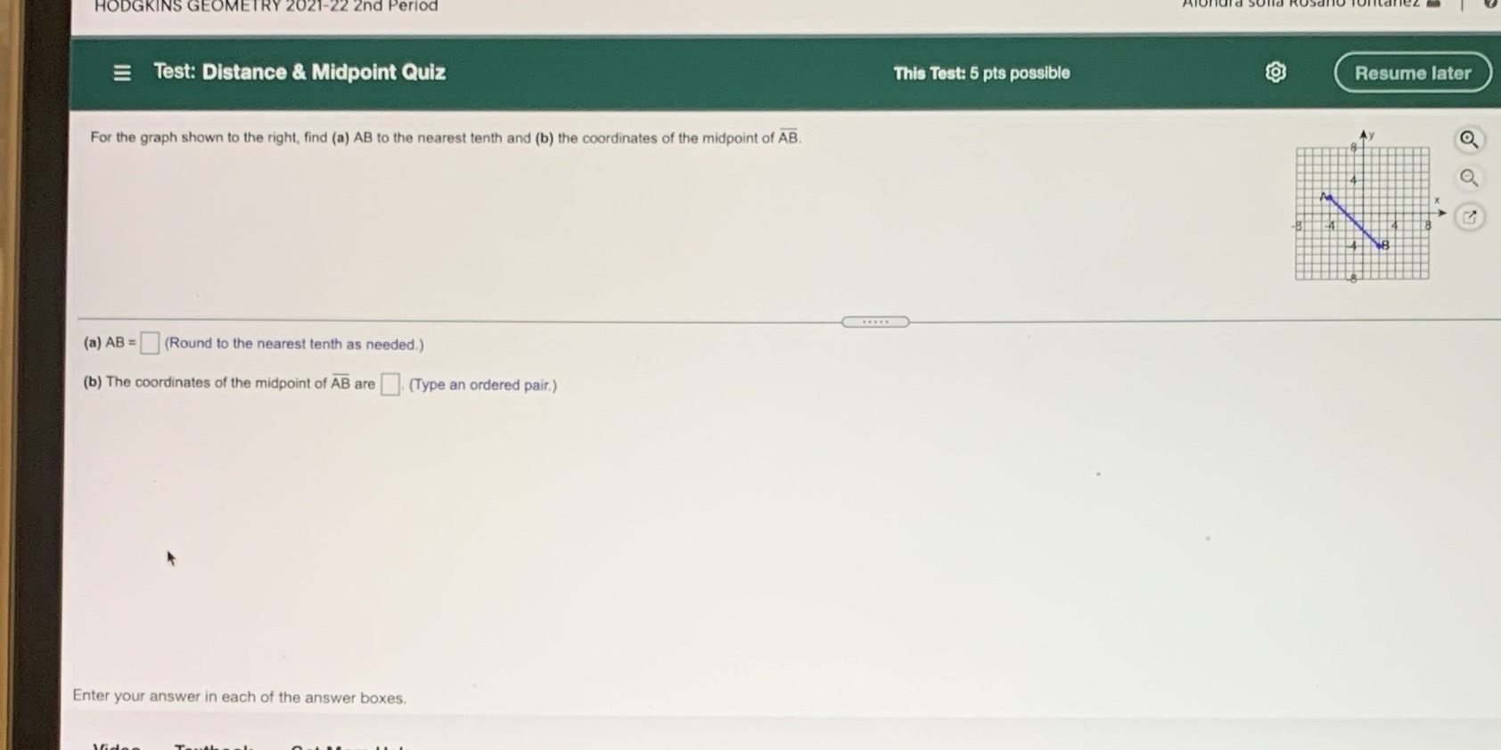 HODGKINS GEOMETRY 2021-22 and Period Test: