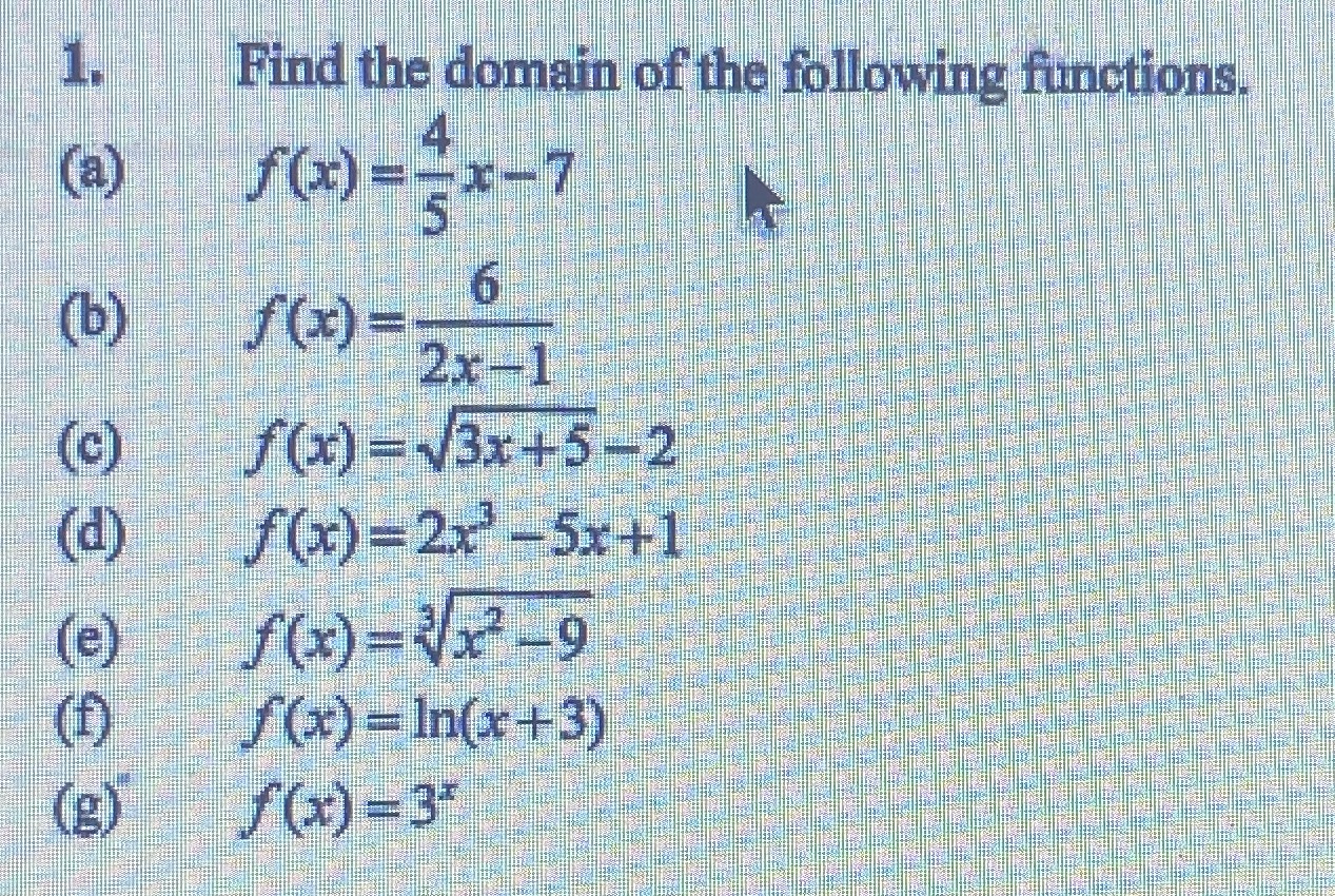 please answer need help Find the domain of the