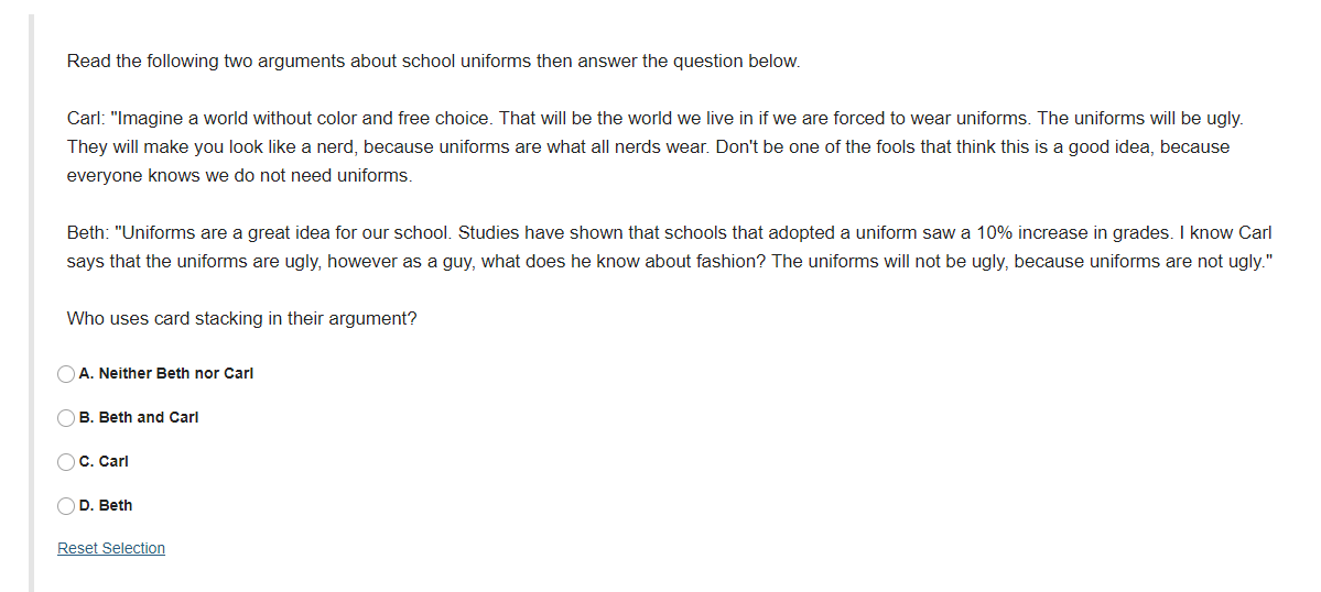Read the following two arguments about school