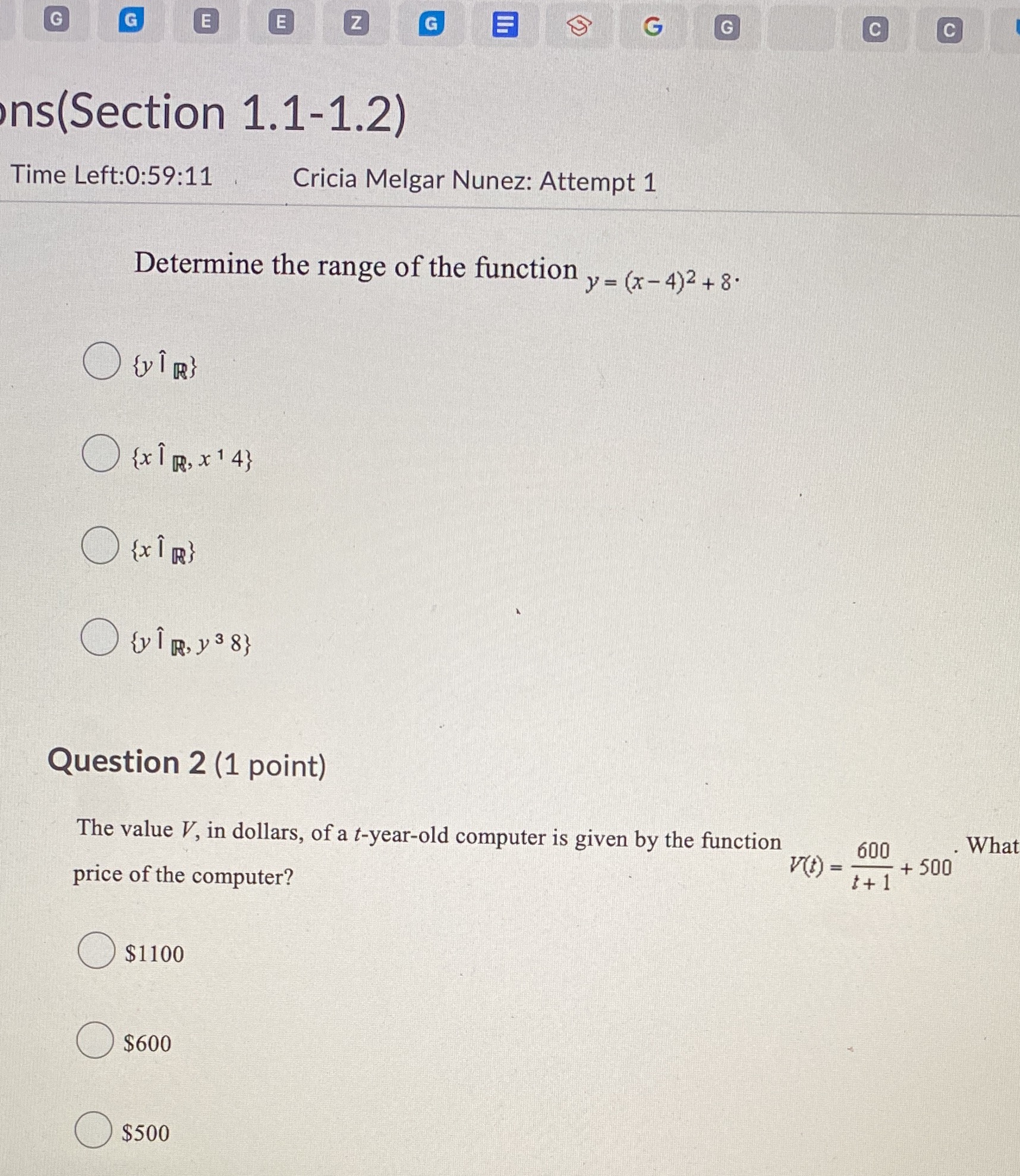 Test G G E E Z G G G C C ns(Section 1.1-1.2) Time
