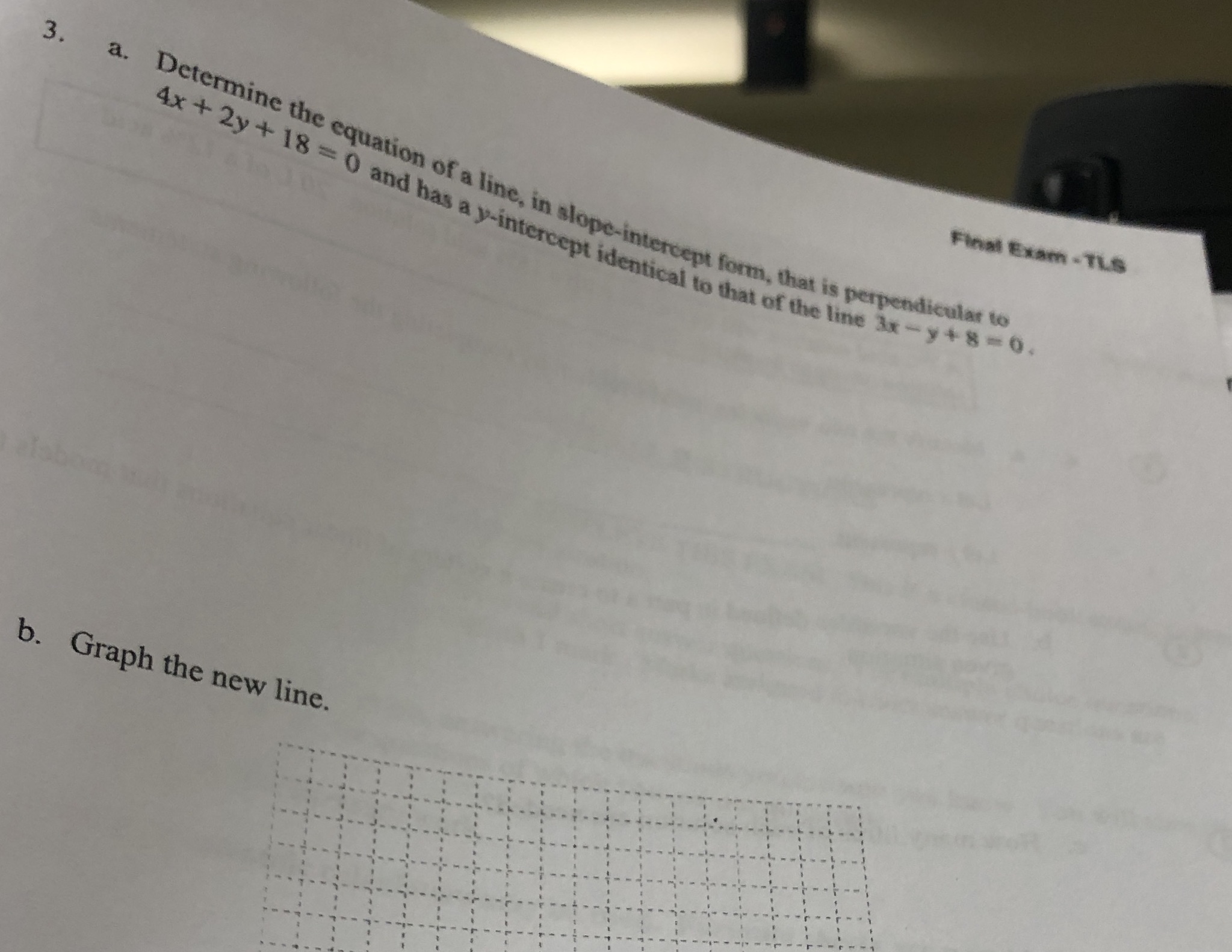 C) state the equation of the new line. In general