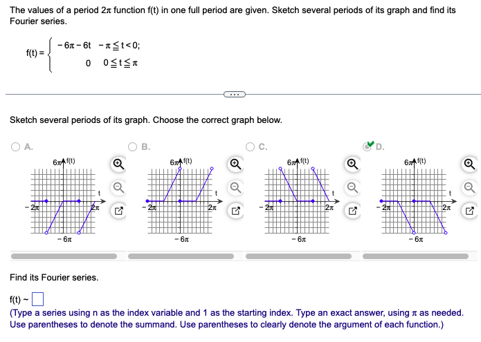 The values of a period 2x function f(t) in one