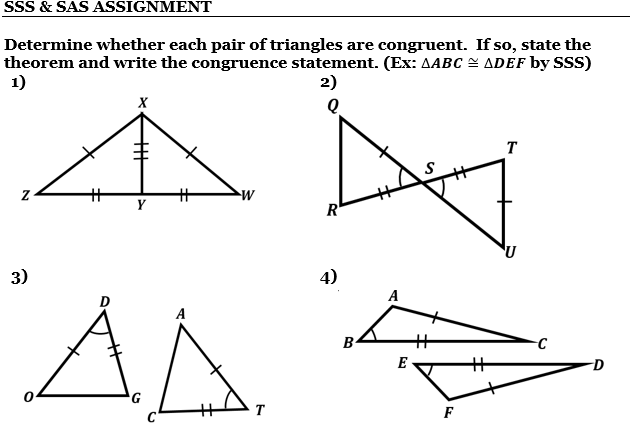 SSS & SAS ASSIGNMENT Determine whether each pair