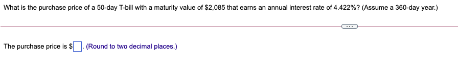 What is the purchase prime of a 50day Tbill with