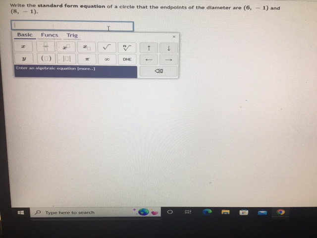 Write the standard form equation of a circle that