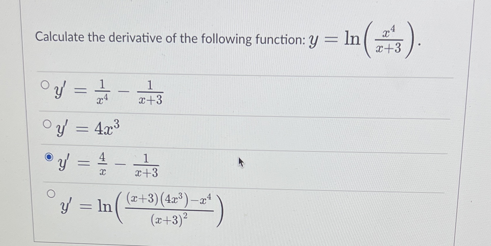 24 Calculate the derivative of the following
