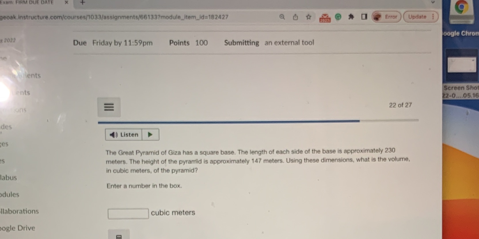Exam: FIRM DUE DATE 9