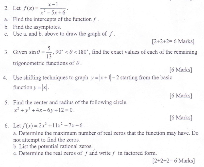 xl . Let =. x) x25x+6 . 'Find the intercepts
