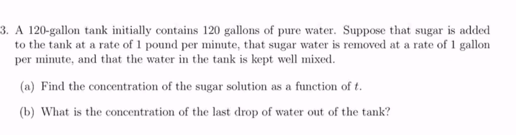 3. A 12D-ga110n tank initially contains 120