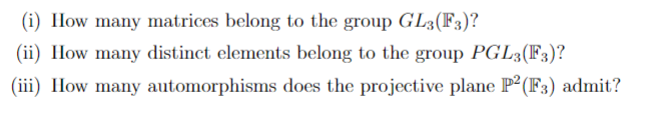 (i) How many matrices belong to the group G