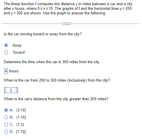 The linear function f computes the distance y in