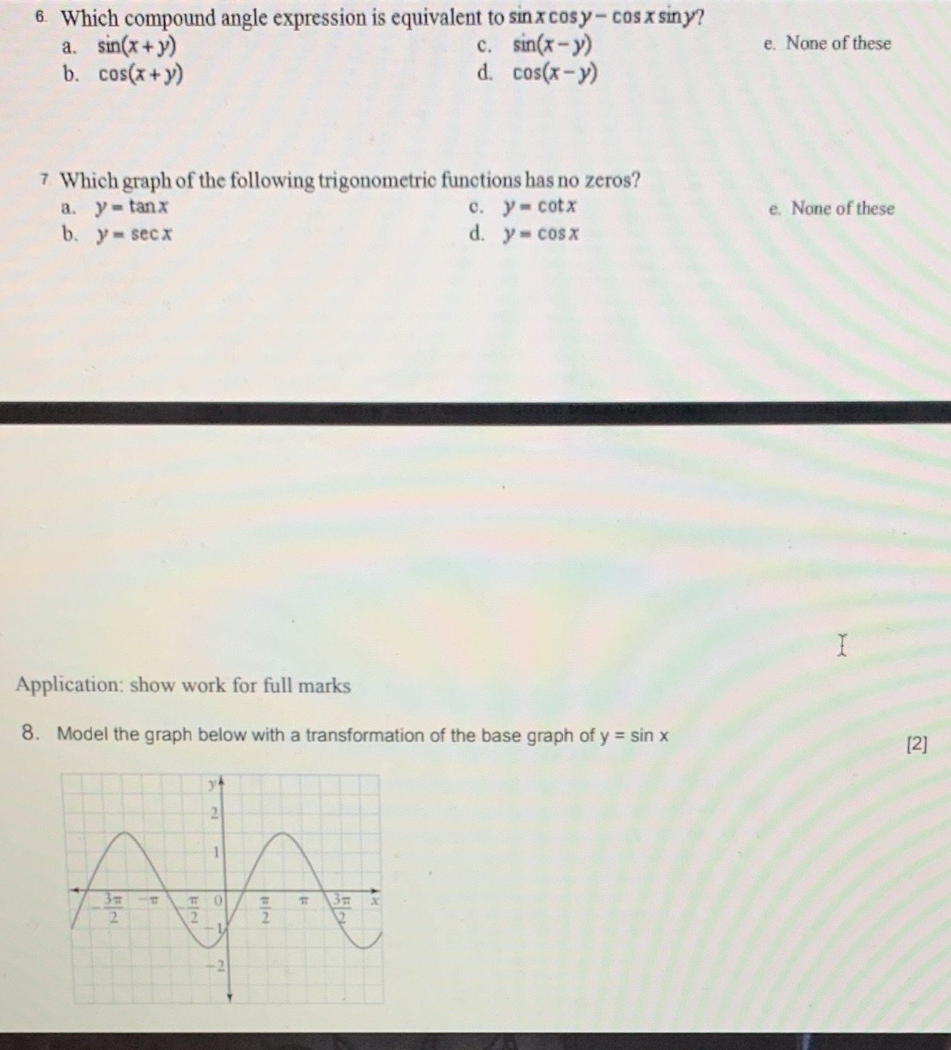6-8 please 6. Which compound angle expression is