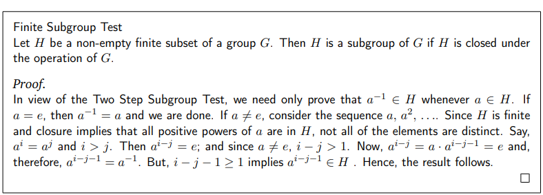 Finite Subgroup Tat Let H be a non-empty finite