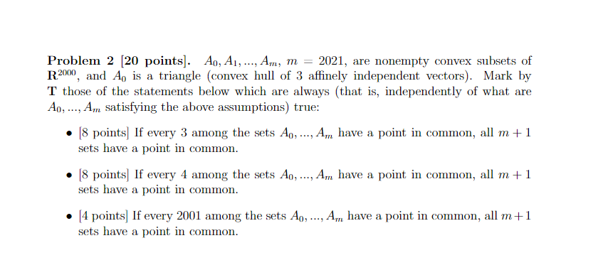 Problem 2 [2|] points]. An,A1, ...,A..,,, m =