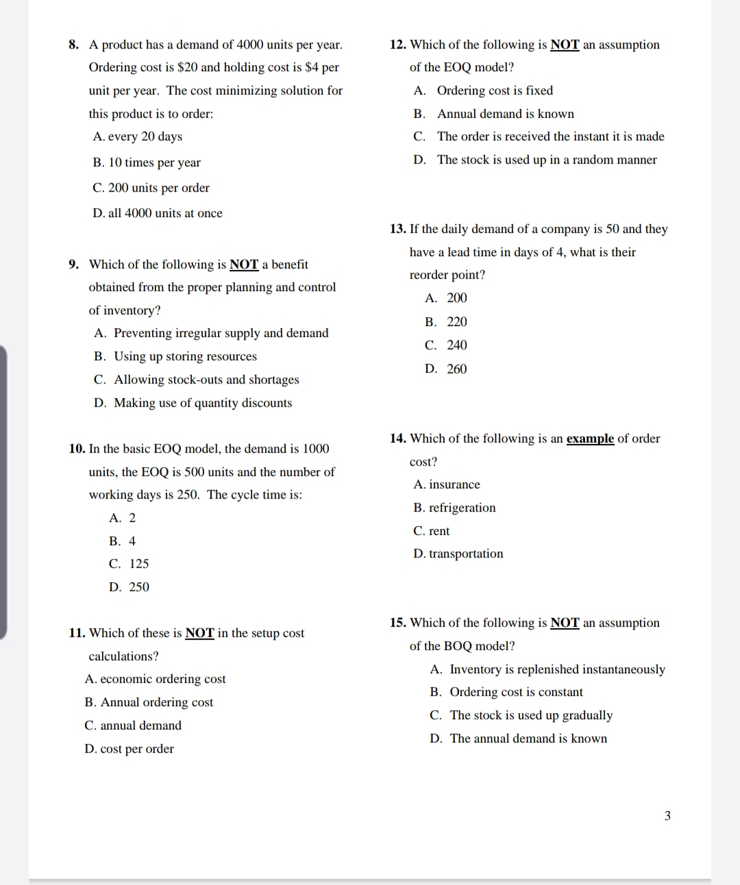 SECTION A ...15 marks Instruction: Highlight the