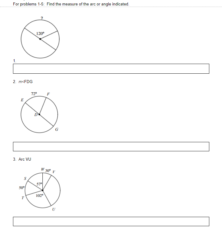 For problems 15: Find The measure of the art: or