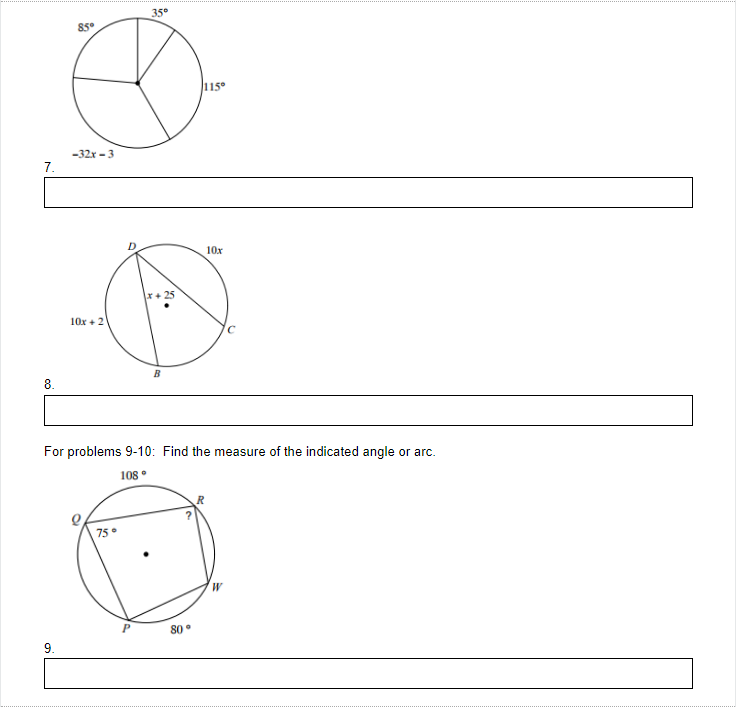 For problems 15: Find The measure of the art: or