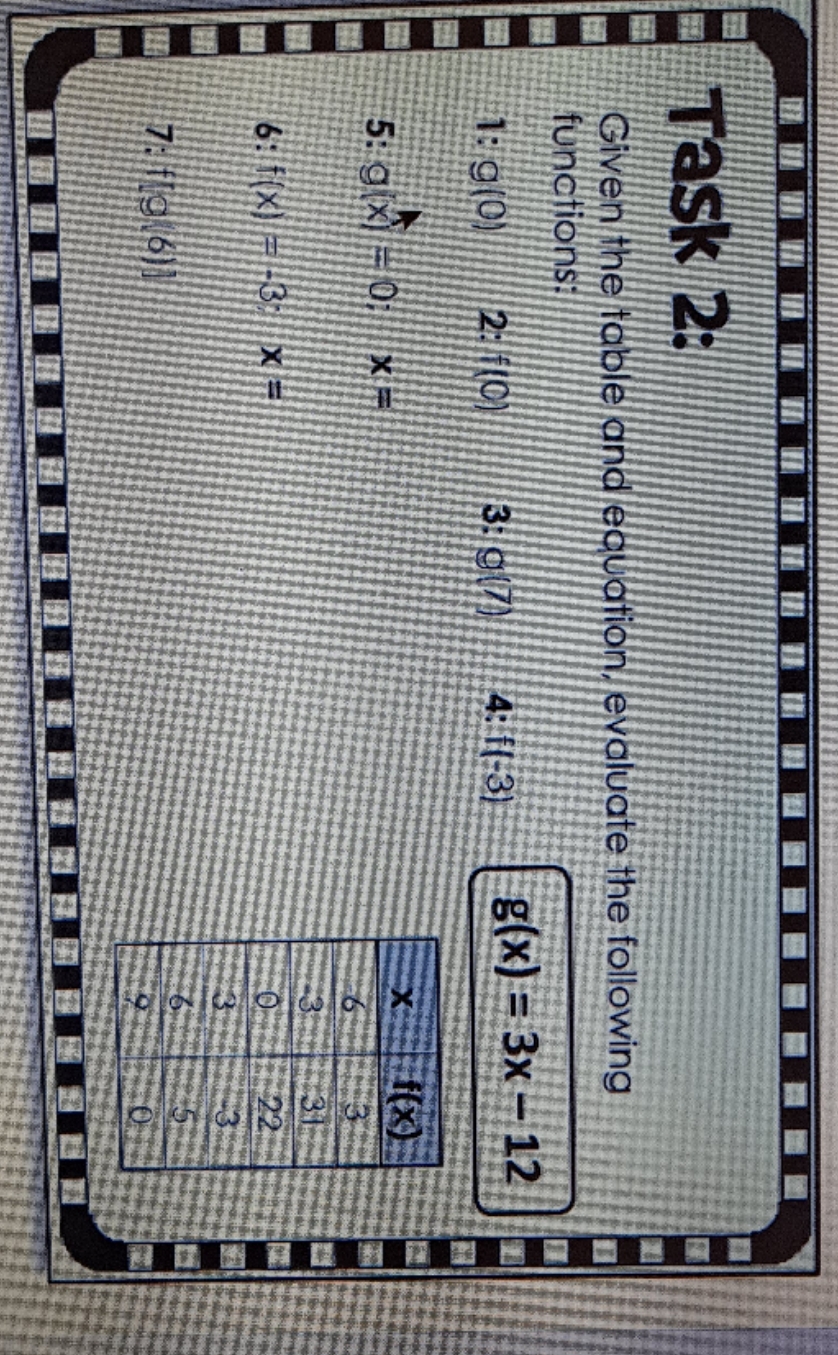 I don't know it Task 2: Given the table and